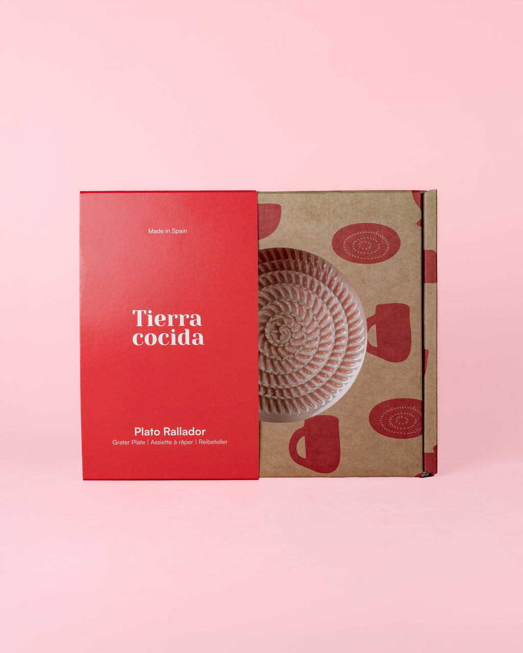 Ceramic Garlic Grater Plate - Medium Pink & Red - Sweetheart