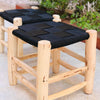 Moroccan Eucalyptus and Woven Leather Stool