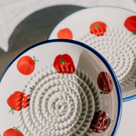 Ceramic Garlic Grater Plate - Small Blue & White - Pomodoro