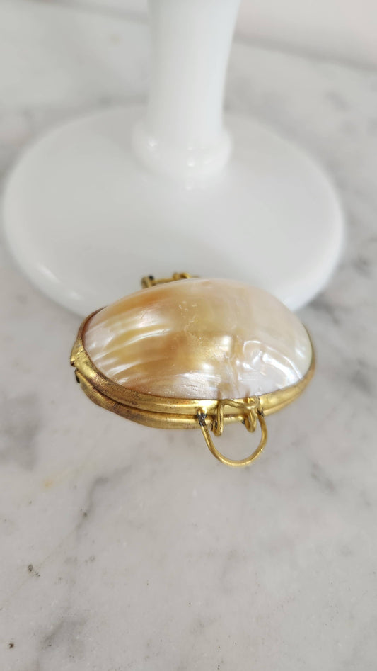 Mini Gold Mother of Pearl Trinket Pill Box, Coin Purse