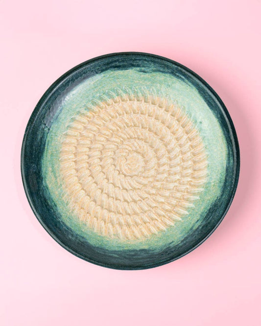 Small Ceramic Garlic Grater Plate - Turquoise