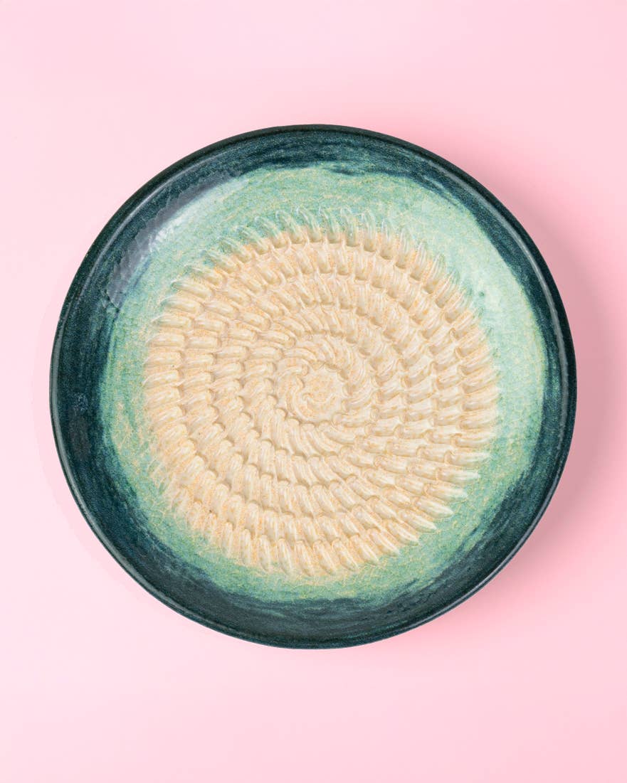 Small Ceramic Garlic Grater Plate - Turquoise Brisa