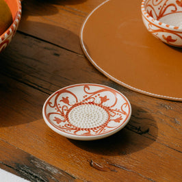 Small Ceramic Garlic Grater Plate - Orange & Beige Azahara