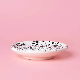 Small Ceramic Garlic Grater Plate - Black & White - Galaxy - Side view