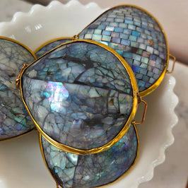 Polished Blue Crackle Shell Trinket Box