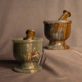 Large Heirloom Mortar & Pestle - Multi Green Onyx