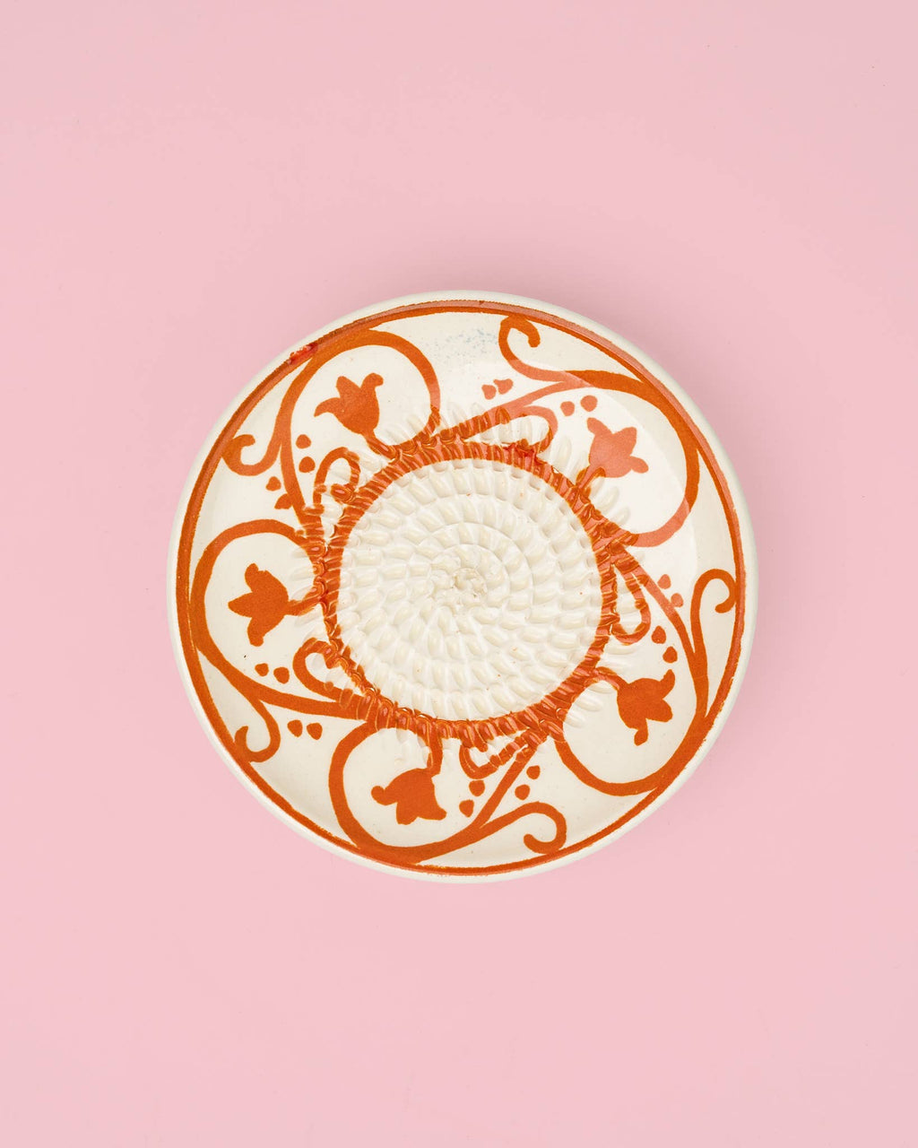 Small Ceramic Garlic Grater Plate - Orange & Beige Azahara