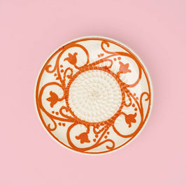 Small Ceramic Garlic Grater Plate - Orange & Beige Azahara