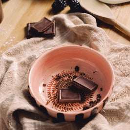 Ceramic Grater Bowl - Pink & Chocolate