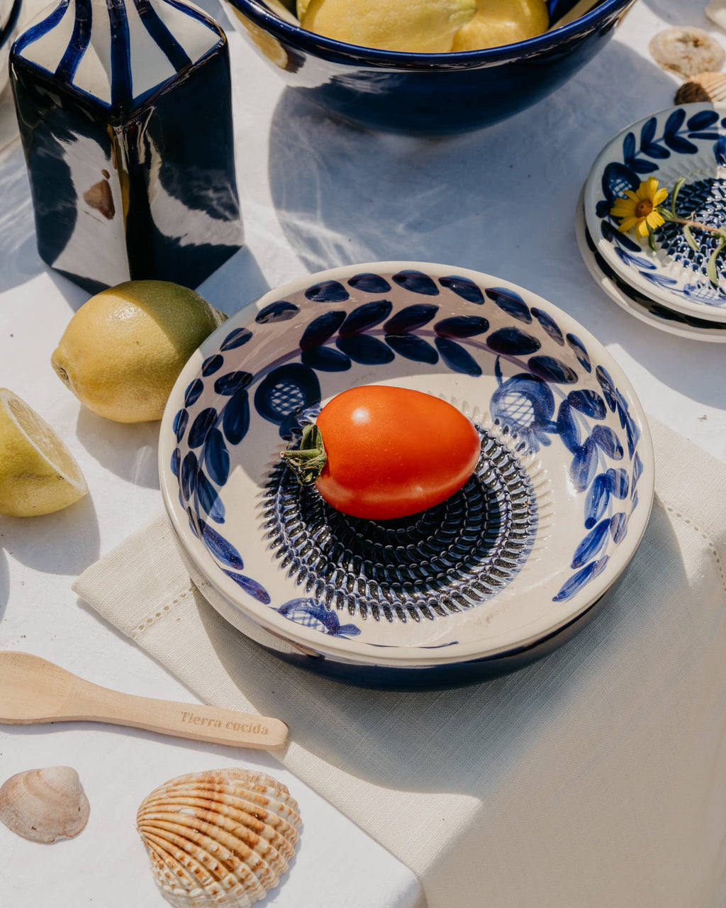 Blue Ceramic Garlic Grater Plate – Traditional Nerja