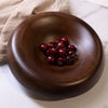 Lg Round Turned Serving Bowl Dark Walnut Dia 12"