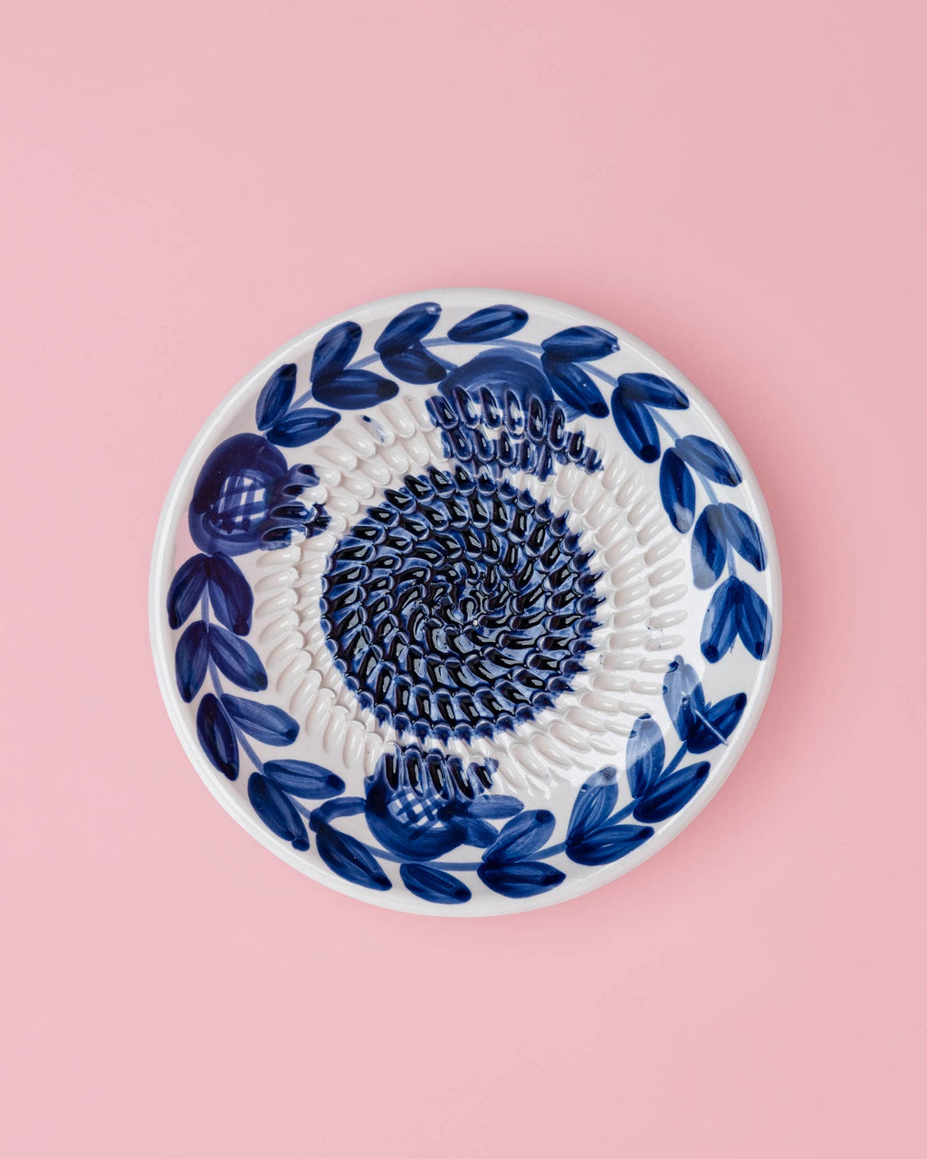 Ceramic Garlic Grater Plate - Small Blue Traditional - Nerja
