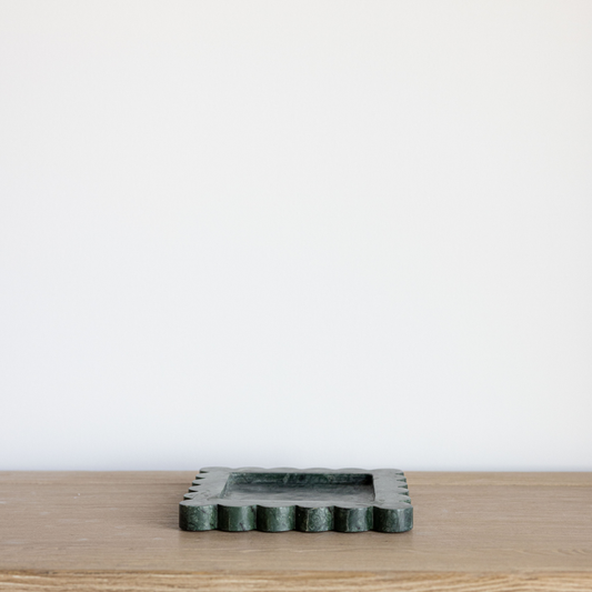 Green Marble Scalloped Tray