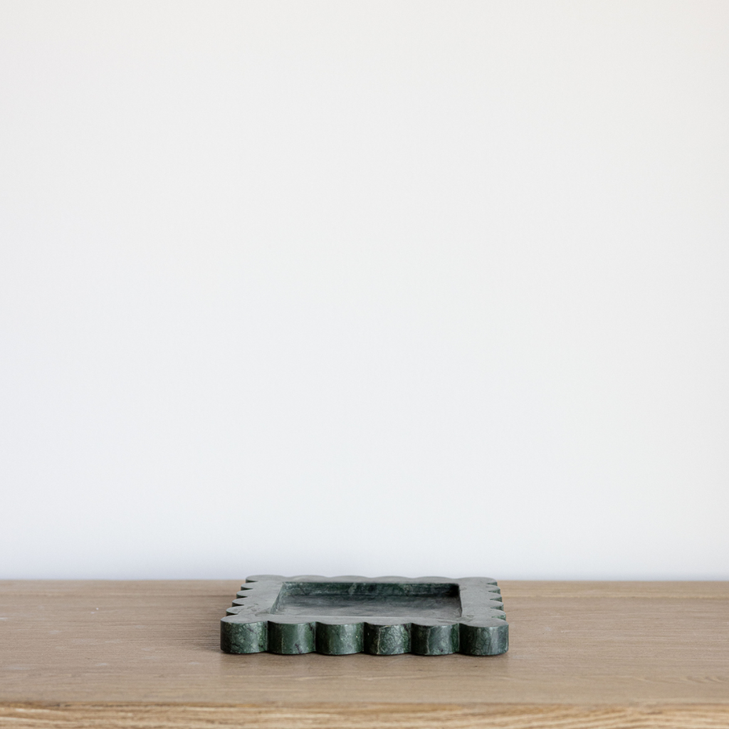 Green Marble Scalloped Tray