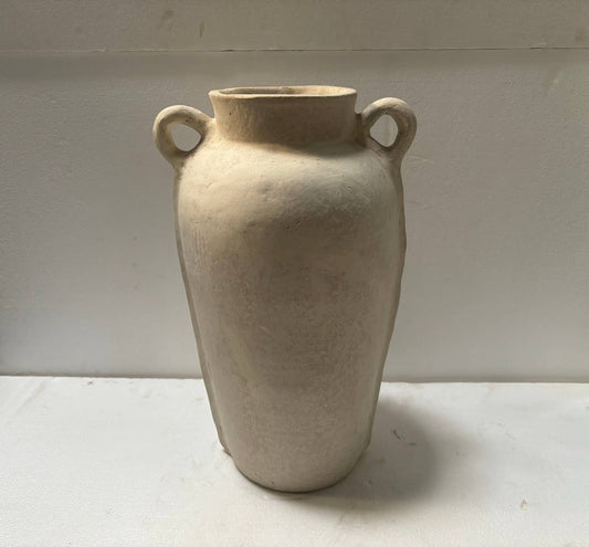 Paper Mache Vase Eco Mix White H 16.3" & Dia 8.5"