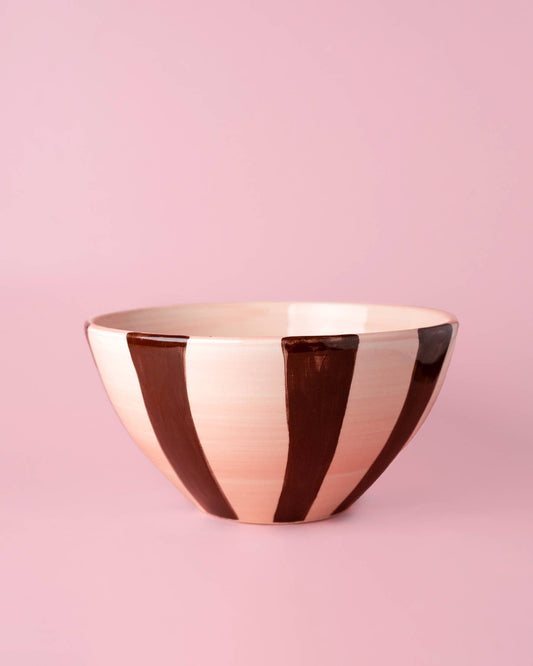 Ceramic salad bowl 1,5l - 21cm/PINK AND CHOCOLATE BROWN
