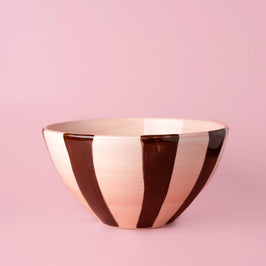 Ceramic Pink and Brown Salad Bowl