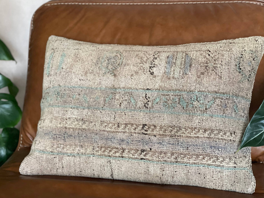 Pastel Vintage Turkish Rug Pillow | Aysu 16x24