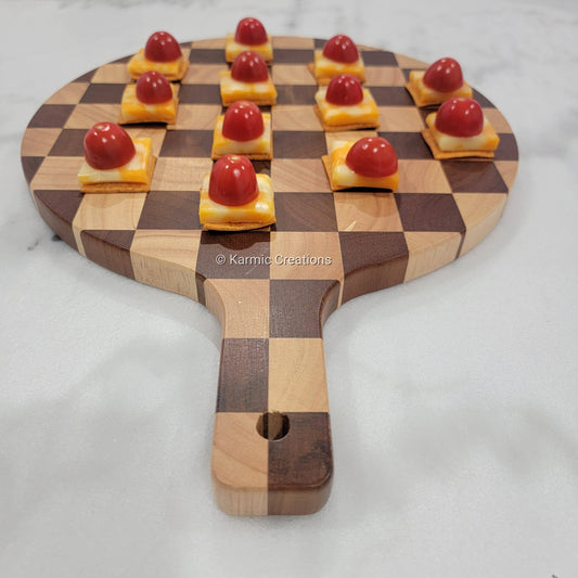 Round Charcuterie Board with Handle. Cheese Serving Board.