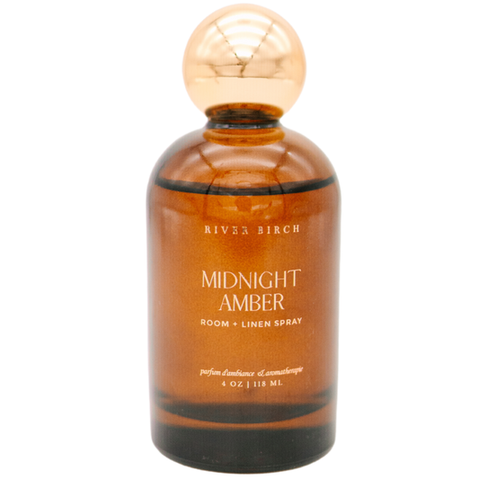 Midnight Amber- 4 oz Amber Glass Room+Linen Spray- Gold Top