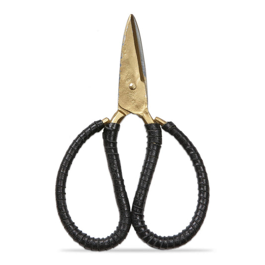 Leather Wrapped Forged Iron Scissors - Black, Multi