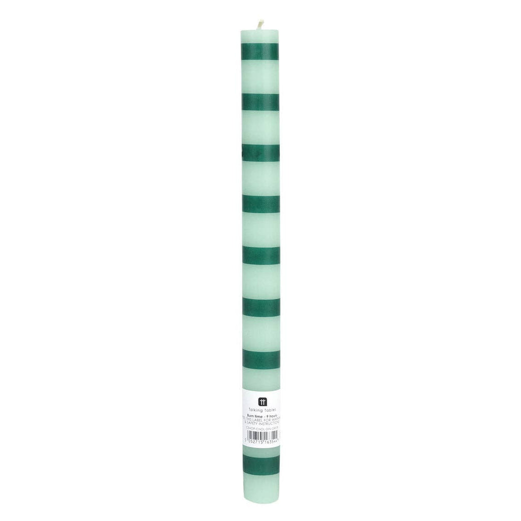 Green Stripe Dinner Candle