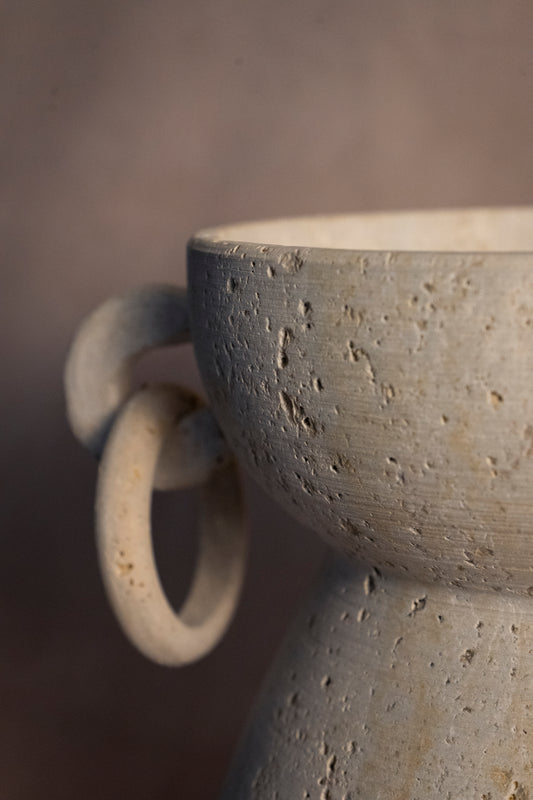 Vase With Rings - Travertine