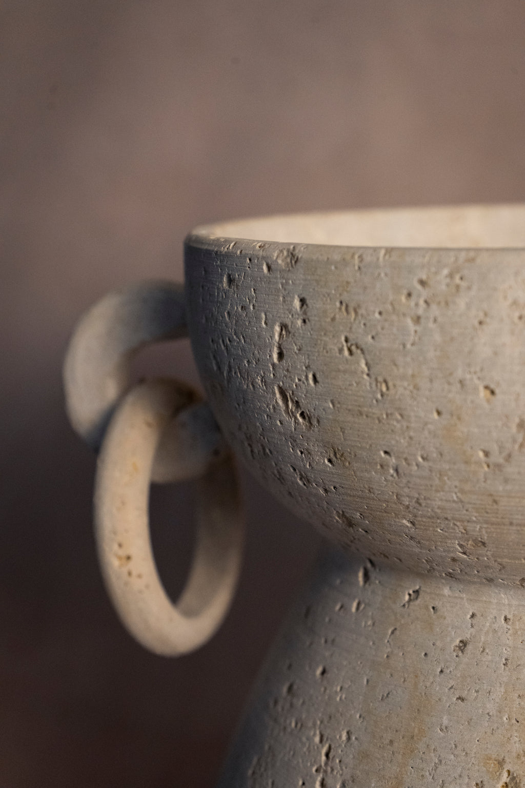 Vase With Rings - Travertine