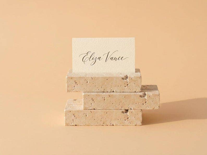 Small Travertine Marble Card Holder Wedding Place Card Stand