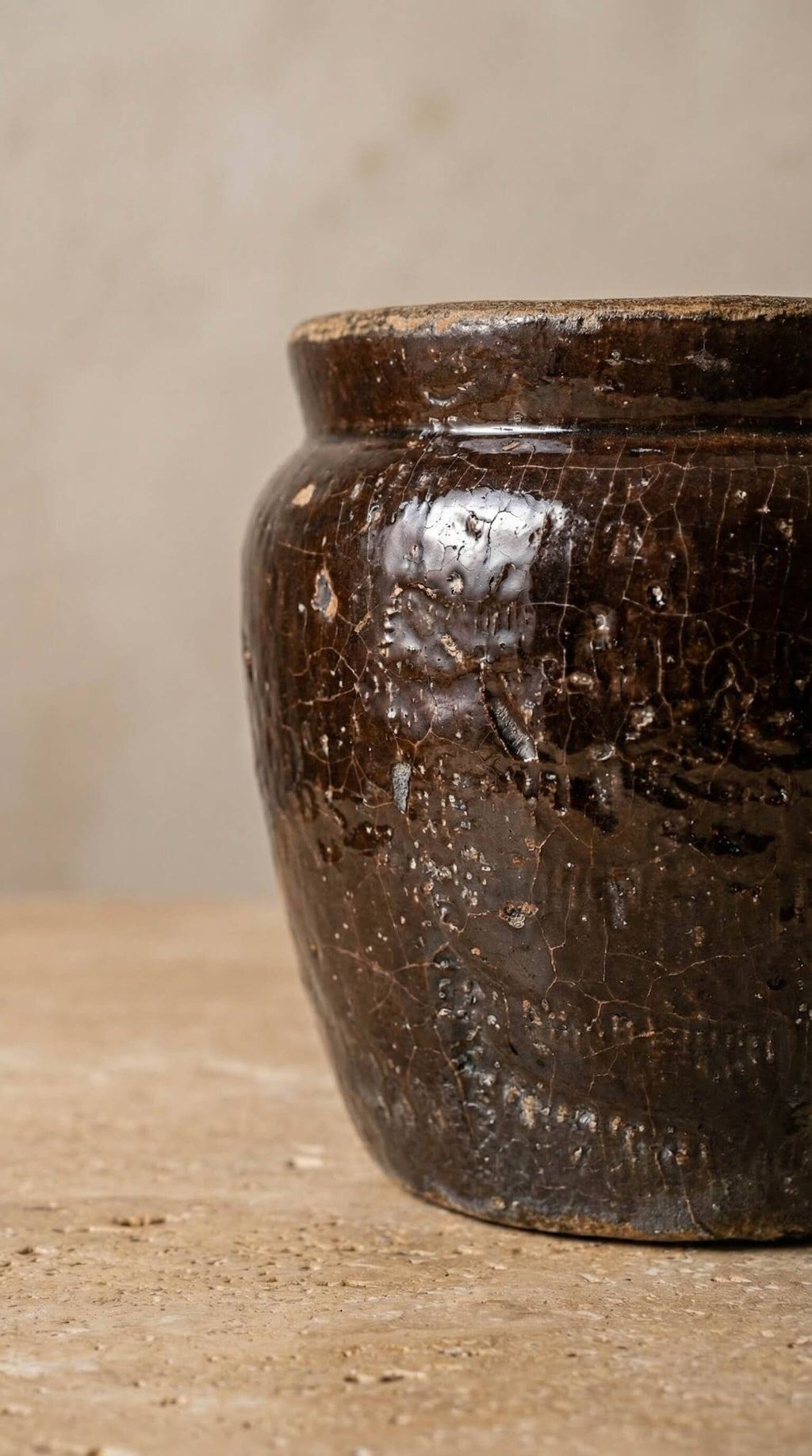 Terracotta Pot, Vintage Style, Cracked Finish - Pompeii