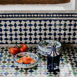 Large Ceramic Garlic Grater Plate - Blue Granada