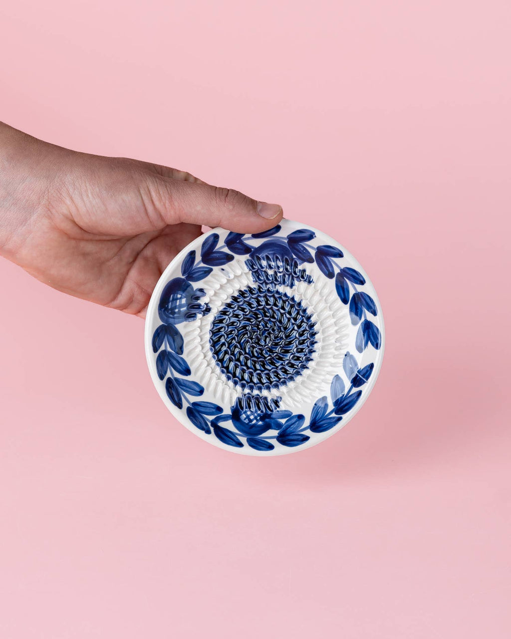 Ceramic Garlic Grater Plate - Small Blue Traditional - Nerja
