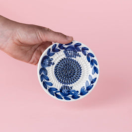 Ceramic Garlic Grater Plate - Small Blue Traditional - Nerja