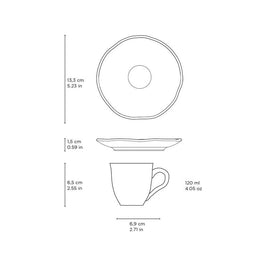 Organic Espresso coffee cup and Saucer 4.06 Oz Metallica