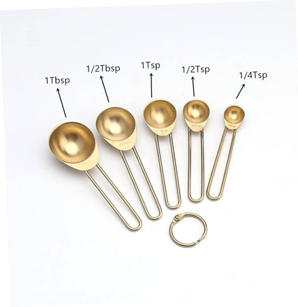 Gold Colored Stainless Steel Measuring Spoons – 5 Pcs Set