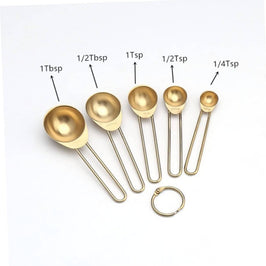 Gold Colored Stainless Steel Measuring Spoons – 5 Pcs Set