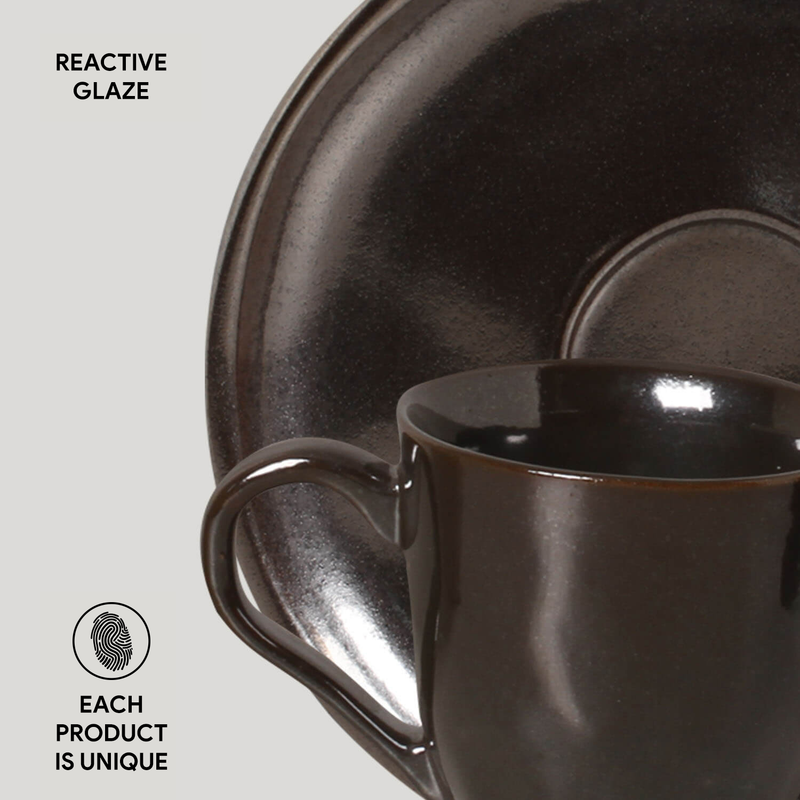 Organic Espresso coffee cup and Saucer 4.06 Oz Metallica