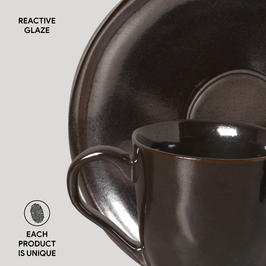 Organic Espresso coffee cup and Saucer 4.06 Oz Metallica
