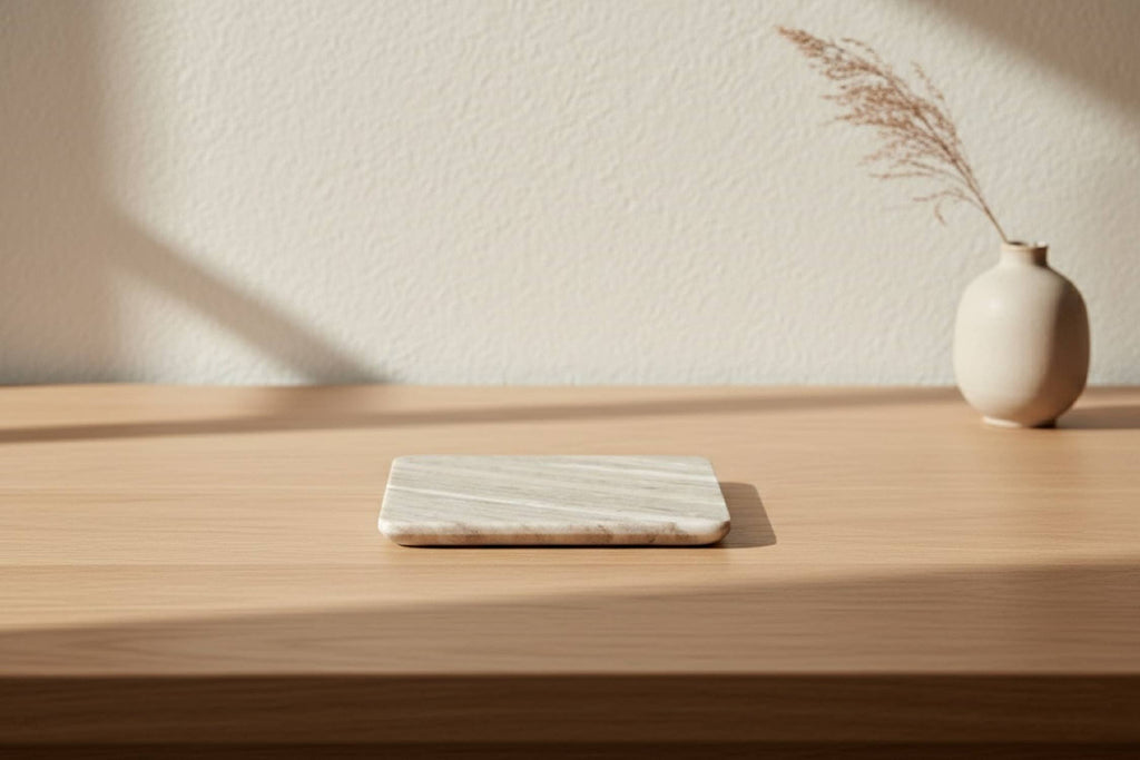 Square Marble Platter – Beige
