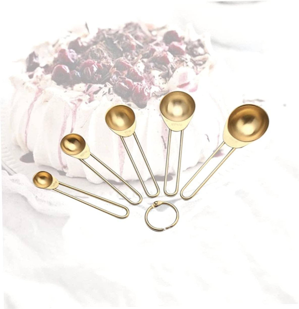 Gold Colored Stainless Steel Measuring Spoons – 5 Pcs Set