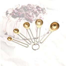 Gold Colored Stainless Steel Measuring Spoons – 5 Pcs Set