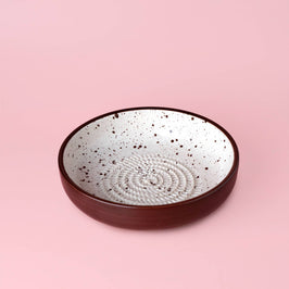 Ceramic Garlic Grater Plate - Large Vintage Brownie - Side view