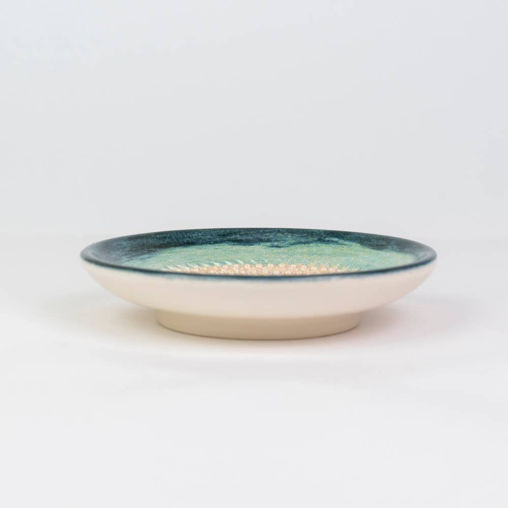 Small Ceramic Garlic Grater Plate - Turquoise Brisa