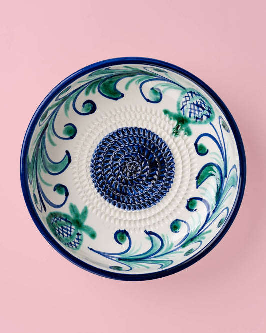 Large Ceramic Garlic Grater Bowl - Blue