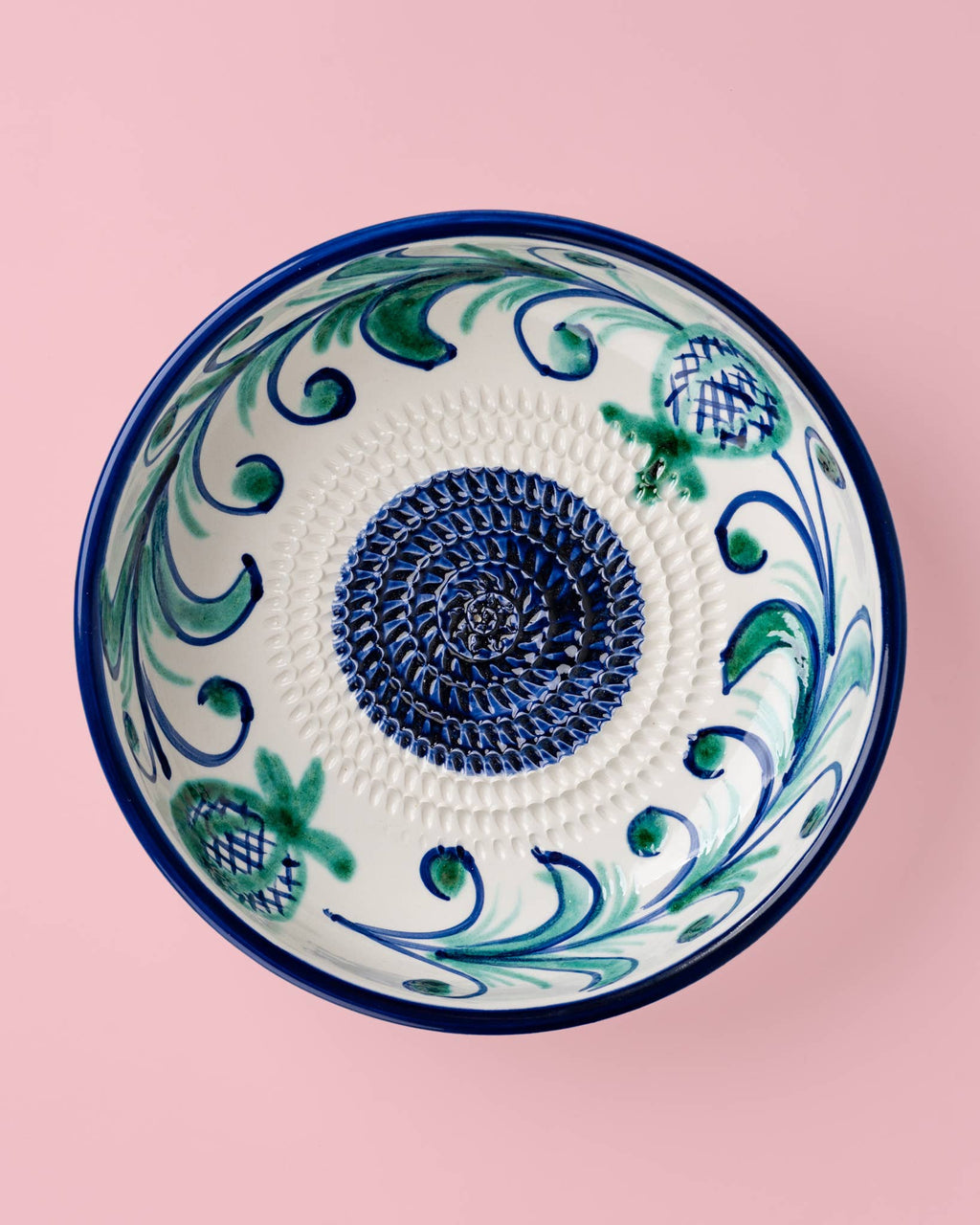 Large Ceramic Garlic Grater Plate - Blue Granada