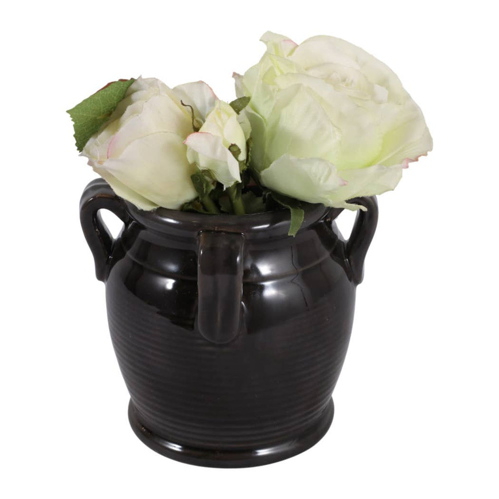 Black Ceramic Pen Holder w/ Handles