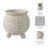 Planter - Ivory Pottery Round Textured On Ball Feet, 9 in.