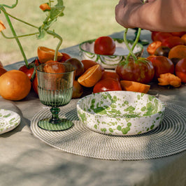 Ceramic Garlic Grater Plate - Small Green & White - Moss - Lifestyle scene