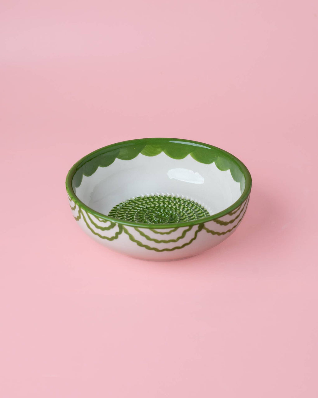 Medium Ceramic Garlic Grater Bowl - Green Roots