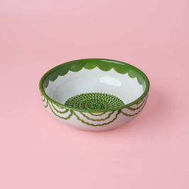 Medium Ceramic Garlic Grater Bowl - Green Roots